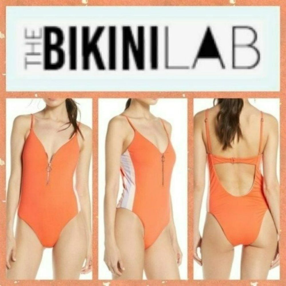 NWT MSRP $64 The Bikini Lab Front Zip One-Piece Swimsuit Women's Size Medium